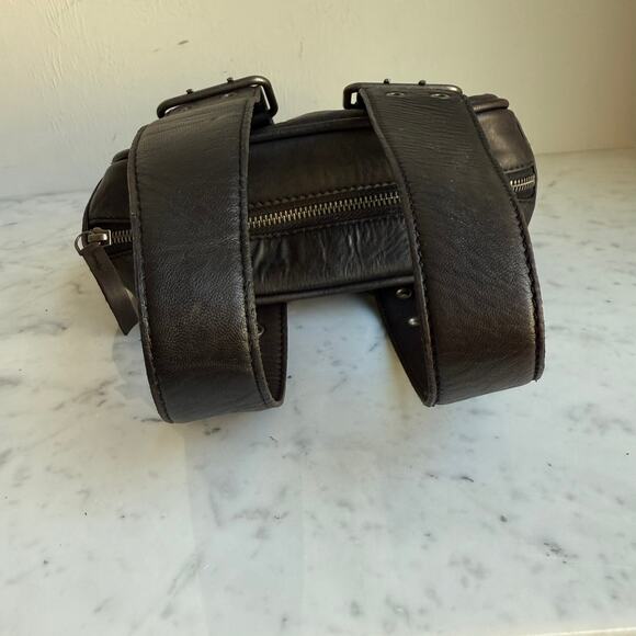 Free People Sheepskin Leather Buckle Strap Mini Bag Grunge Y2K Style - Picture 7 of 16